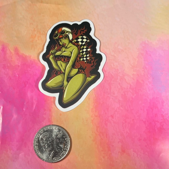 GOUL Sexy Pinup Gorgeous Sticker Retro Vintage BomberGirl Ace Fire Hot Flame - Picture 4 of 4